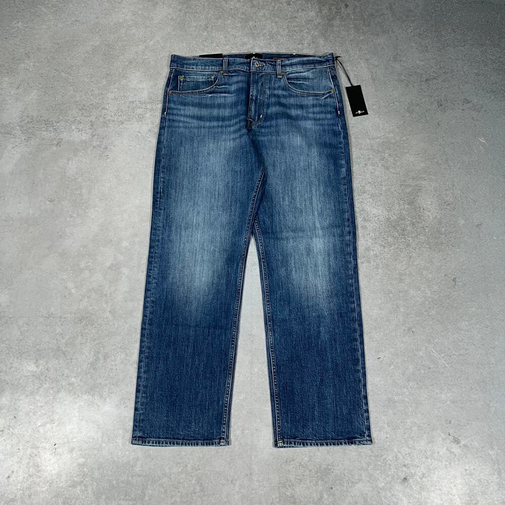 7 For All Mankind Easy Straight Jeans Spectrum Blue Denim Men 36x32 NWT Relaxed